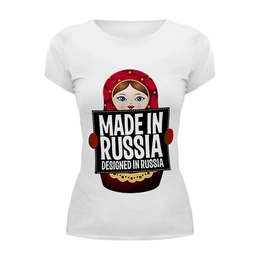 Заказать женскую футболку в Москве. Футболка базовая Made in Russia by Hearts of Russia от Design Ministry - готовые дизайны и нанесение принтов.