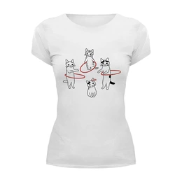 Заказать женскую футболку в Москве. Футболка базовая Cats and hoops от yummy boy - готовые дизайны и нанесение принтов.