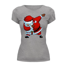 Заказать женскую футболку в Москве. Футболка базовая Dabbing Santa от skynatural - готовые дизайны и нанесение принтов.