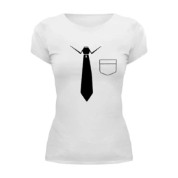 Заказать женскую футболку в Москве. Футболка базовая галстук от queen  - готовые дизайны и нанесение принтов.