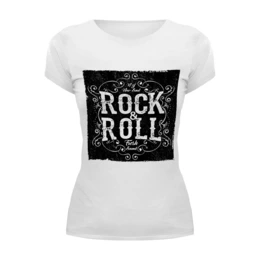 Заказать женскую футболку в Москве. Футболка базовая Rock&Roll от Никита Коледенков - готовые дизайны и нанесение принтов.