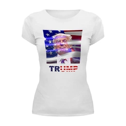Заказать женскую футболку в Москве. Футболка базовая Президент США - Дональд Трамп от vasudatta - готовые дизайны и нанесение принтов.