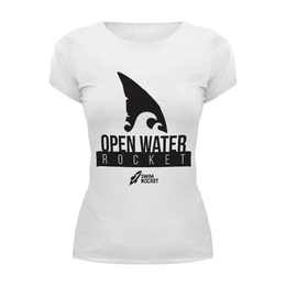 Заказать женскую футболку в Москве. Футболка базовая Open Water Rocket от Swimrocket - школа плавания - готовые дизайны и нанесение принтов.
