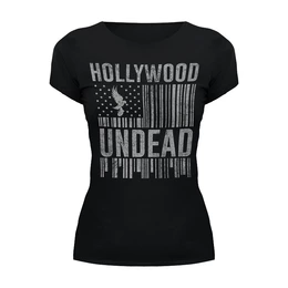 Заказать женскую футболку в Москве. Футболка базовая Hollywood Undead от geekbox - готовые дизайны и нанесение принтов.