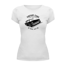 Заказать женскую футболку в Москве. Футболка базовая Vintage Cars от balden - готовые дизайны и нанесение принтов.