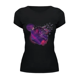 Заказать женскую футболку в Москве. Футболка базовая Galactic Cube от Павел Павел - готовые дизайны и нанесение принтов.