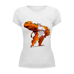 Заказать женскую футболку в Москве. Футболка базовая Фитнес тигр от Sergey Lisitsyn (slisicin) - готовые дизайны и нанесение принтов.
