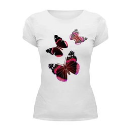 Заказать женскую футболку в Москве. Футболка базовая Три бабочки от Alexey Evsyunin - готовые дизайны и нанесение принтов.