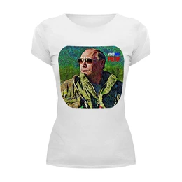 Заказать женскую футболку в Москве. Футболка базовая Putin от Leichenwagen - готовые дизайны и нанесение принтов.