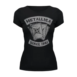 Заказать женскую футболку в Москве. Футболка базовая Metallica от geekbox - готовые дизайны и нанесение принтов.