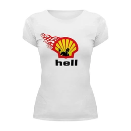 Заказать женскую футболку в Москве. Футболка базовая Shell/Hell от Leichenwagen - готовые дизайны и нанесение принтов.