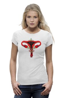 Заказать женскую футболку в Москве. Футболка базовая ♥ Snake Uterus & Ovaries ♥ от balden - готовые дизайны и нанесение принтов.