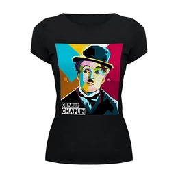 Заказать женскую футболку в Москве. Футболка базовая Чарли Чаплин от Zamula - готовые дизайны и нанесение принтов.