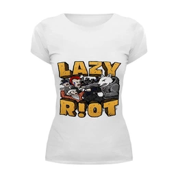 Заказать женскую футболку в Москве. Футболка базовая Lazy riot от Серега Шнайдер - готовые дизайны и нанесение принтов.