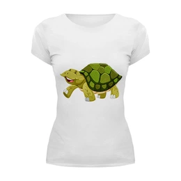 Заказать женскую футболку в Москве. Футболка базовая черепаха новый год от nadegda - готовые дизайны и нанесение принтов.