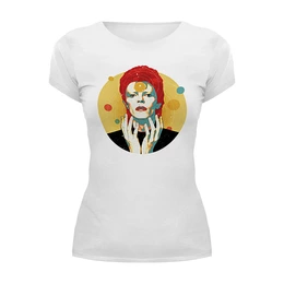 Заказать женскую футболку в Москве. Футболка базовая David Bowie  от cherdantcev - готовые дизайны и нанесение принтов.
