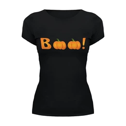 Заказать женскую футболку в Москве. Футболка базовая Halloween Boo! от CoolDesign - готовые дизайны и нанесение принтов.
