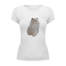 Заказать женскую футболку в Москве. Футболка базовая Кошка от THE_NISE  - готовые дизайны и нанесение принтов.