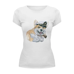 Заказать женскую футболку в Москве. Футболка базовая Моя любимая собака от juliafast77 - готовые дизайны и нанесение принтов.