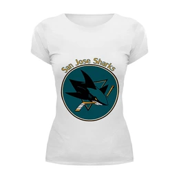 Заказать женскую футболку в Москве. Футболка базовая San Jose Sharks от kspsshop - готовые дизайны и нанесение принтов.