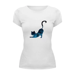 Заказать женскую футболку в Москве. Футболка базовая кошка от THE_NISE  - готовые дизайны и нанесение принтов.