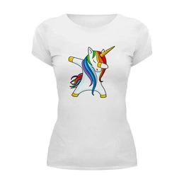Заказать женскую футболку в Москве. Футболка базовая Dab Unicorn  от DESIGNER   - готовые дизайны и нанесение принтов.