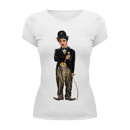 Заказать женскую футболку в Москве. Футболка базовая Чарли Чаплин от T-shirt print  - готовые дизайны и нанесение принтов.