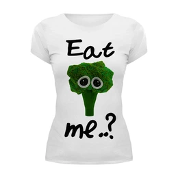 Заказать женскую футболку в Москве. Футболка базовая Eat me..? от FireFoxa - готовые дизайны и нанесение принтов.