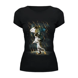 Заказать женскую футболку в Москве. Футболка базовая Метеоритный дождь от Space Art - готовые дизайны и нанесение принтов.
