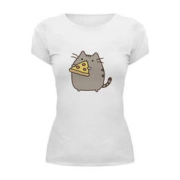 Заказать женскую футболку в Москве. Футболка базовая котик от THE_NISE  - готовые дизайны и нанесение принтов.