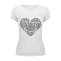Заказать женскую футболку в Москве. Футболка базовая Сердце с узорами от Antaya - готовые дизайны и нанесение принтов.