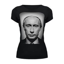 Заказать женскую футболку в Москве. Футболка базовая Путин от zunnka - готовые дизайны и нанесение принтов.