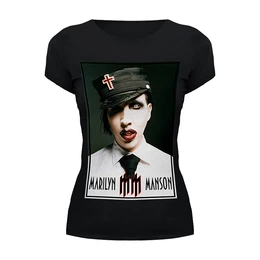 Заказать женскую футболку в Москве. Футболка базовая Marilyn Manson от inPrintio - готовые дизайны и нанесение принтов.