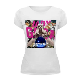 Заказать женскую футболку в Москве. Футболка базовая Lady Gaga от Vladec11 - готовые дизайны и нанесение принтов.