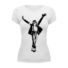 Заказать женскую футболку в Москве. Футболка базовая Майкл Джексон (Michael Jackson) от Romanova - готовые дизайны и нанесение принтов.