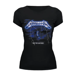 Заказать женскую футболку в Москве. Футболка базовая Metallica "Ride the Lighting" от prokop7 - готовые дизайны и нанесение принтов.
