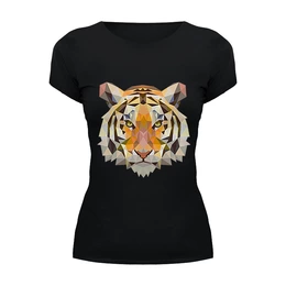 Заказать женскую футболку в Москве. Футболка базовая Тигр - Tiger от trend - готовые дизайны и нанесение принтов.