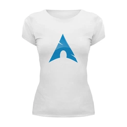 Заказать женскую футболку в Москве. Футболка базовая Фанат Arch Linux от byromul - готовые дизайны и нанесение принтов.