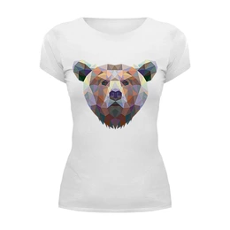 Заказать женскую футболку в Москве. Футболка базовая Полигональный медведь от oldman - готовые дизайны и нанесение принтов.