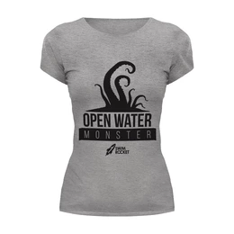 Заказать женскую футболку в Москве. Футболка базовая Open Water Monster от Swimrocket - школа плавания - готовые дизайны и нанесение принтов.