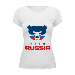 Заказать женскую футболку в Москве. Футболка базовая Russia team от Easy-store - готовые дизайны и нанесение принтов.