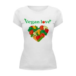 Заказать женскую футболку в Москве. Футболка базовая Vegan love от Antaya - готовые дизайны и нанесение принтов.
