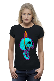 Заказать женскую футболку в Москве. Футболка базовая Noose Skull от Leichenwagen - готовые дизайны и нанесение принтов.