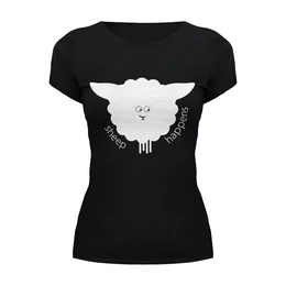 Заказать женскую футболку в Москве. Футболка базовая Round Sheep Black от Ugen - готовые дизайны и нанесение принтов.