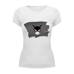 Заказать женскую футболку в Москве. Футболка базовая Женщина-кошка (Коллекция: Герои носят маски) от GeekFox  - готовые дизайны и нанесение принтов.