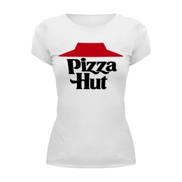 Заказать женскую футболку в Москве. Футболка базовая Пицца Хат от trugift - готовые дизайны и нанесение принтов.