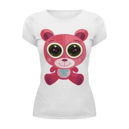 Заказать женскую футболку в Москве. Футболка базовая Розовый Мишка (Bear) от trugift - готовые дизайны и нанесение принтов.