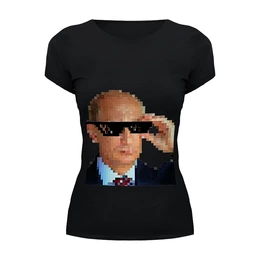 Заказать женскую футболку в Москве. Футболка базовая Pixel Putin от karbafoss - готовые дизайны и нанесение принтов.
