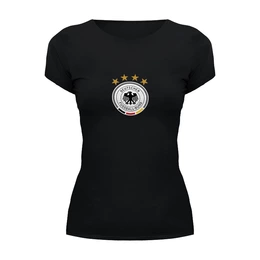 Заказать женскую футболку в Москве. Футболка базовая Сборная Германии от Polilog - готовые дизайны и нанесение принтов.