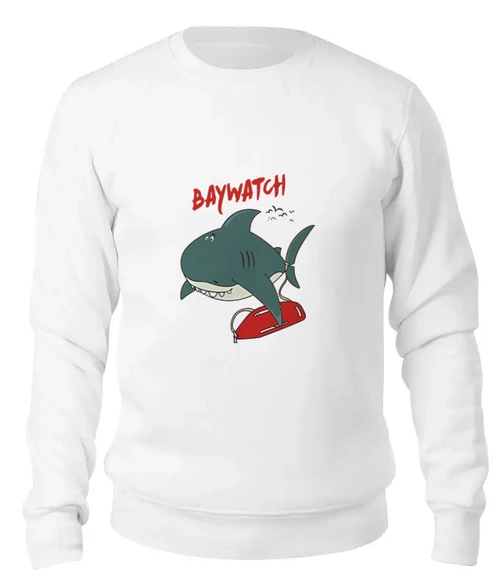 Заказать свитшот в Москве. Женский свитшот хлопковый Акула (Baywatch) от originals - готовые дизайны и нанесение принтов.